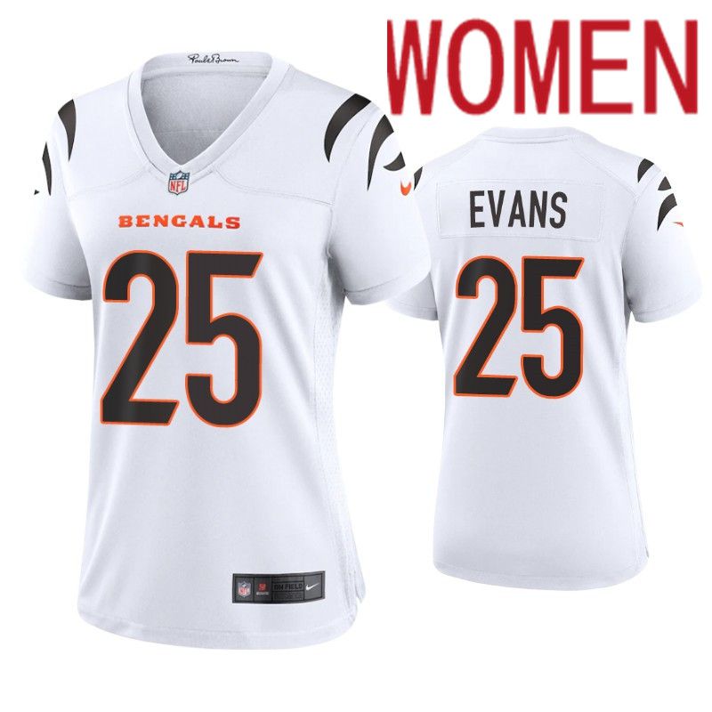 Women Cincinnati Bengals 25 Chris Evans Nike White Game NFL Jersey